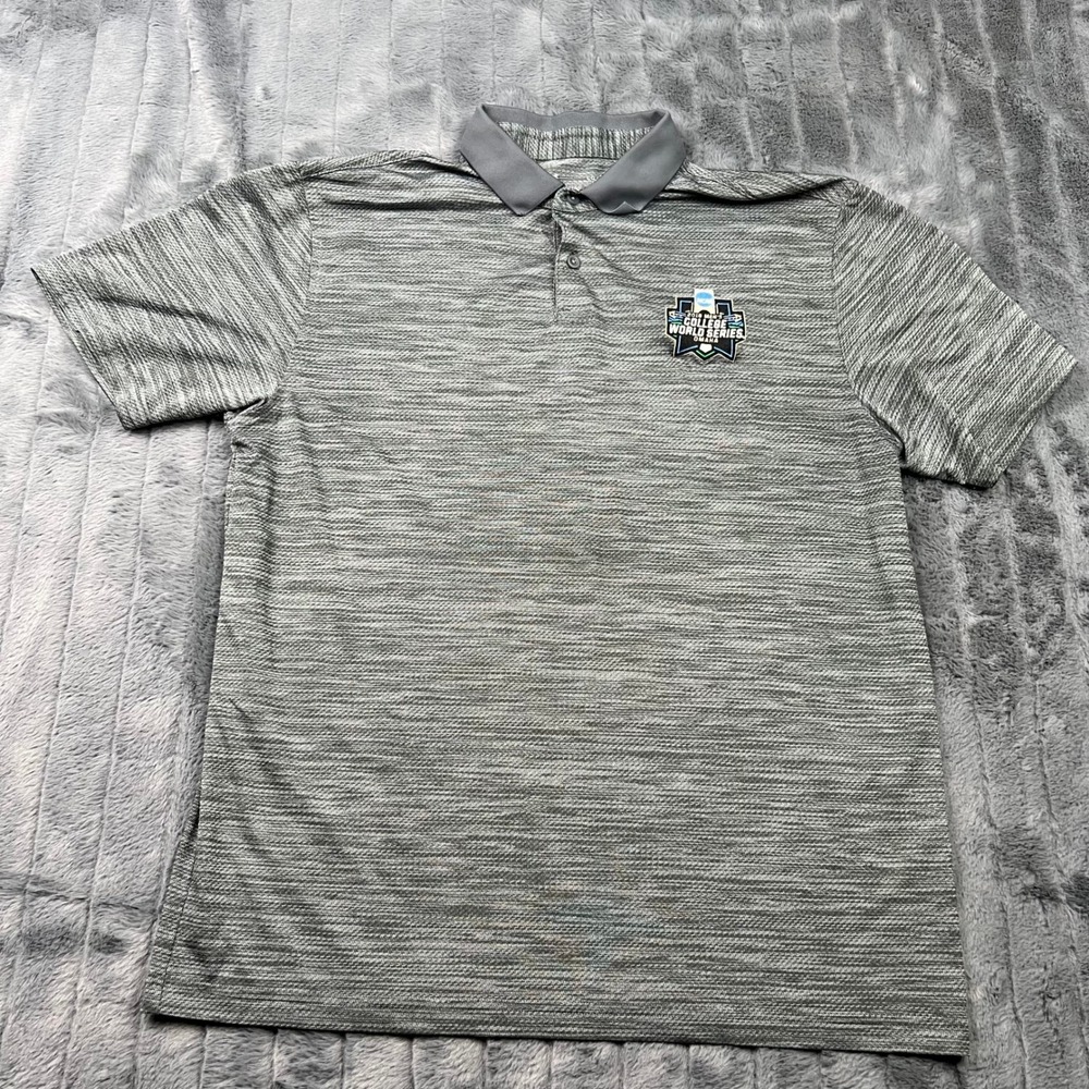 Under Armour Mens 2018 College World Series Polo Shirt Grey Space Dye Large
